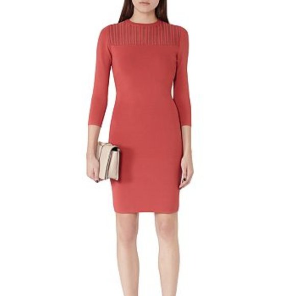 Reiss Kadriana Coral Stretch Knit Bodycon Dress - Picture 4 of 5
